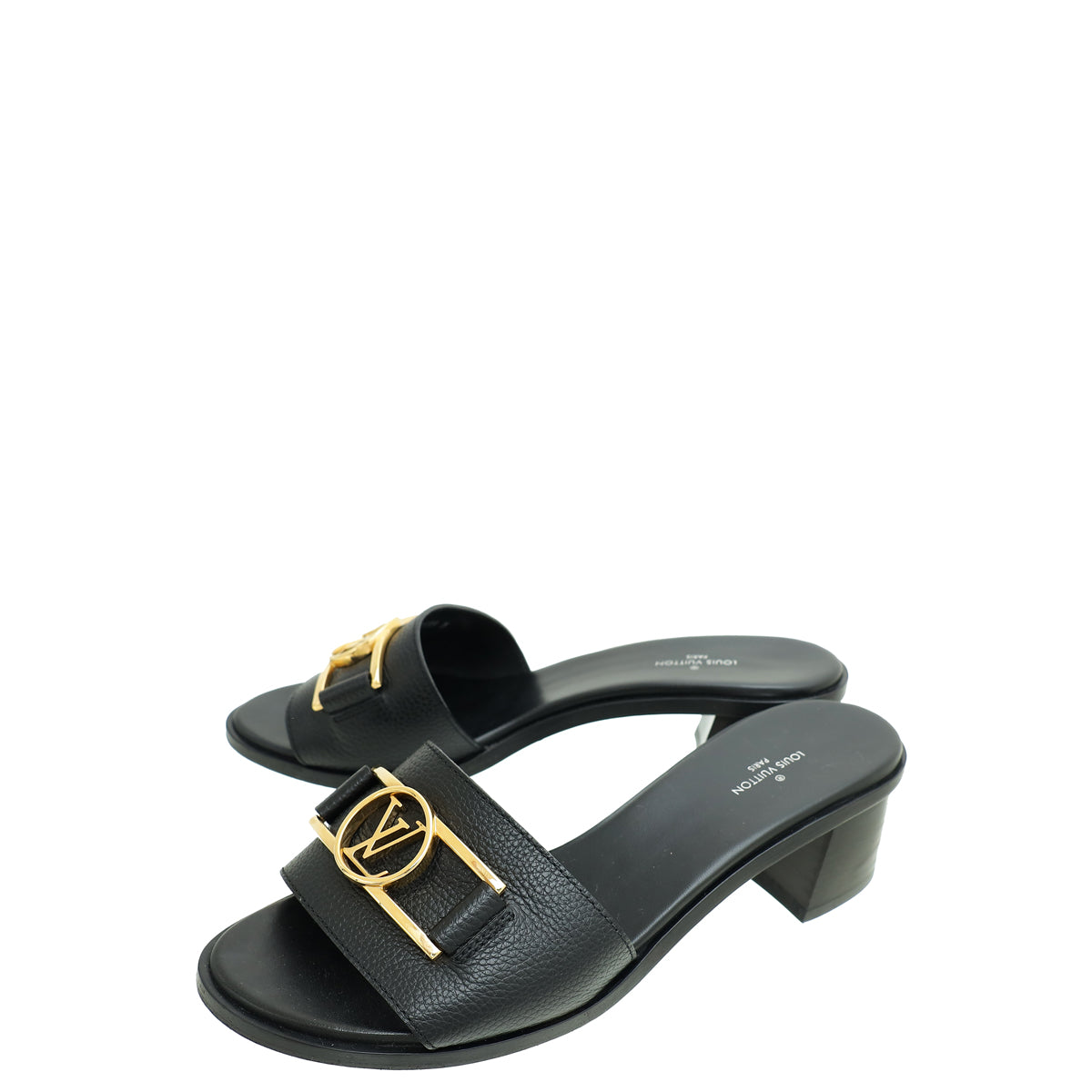 Louis Vuitton Black Lock It Mules 38-Louis Vuitton-THE CLOSET