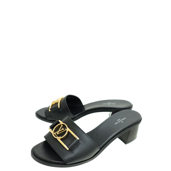 Louis Vuitton Black Lock It Mules 38