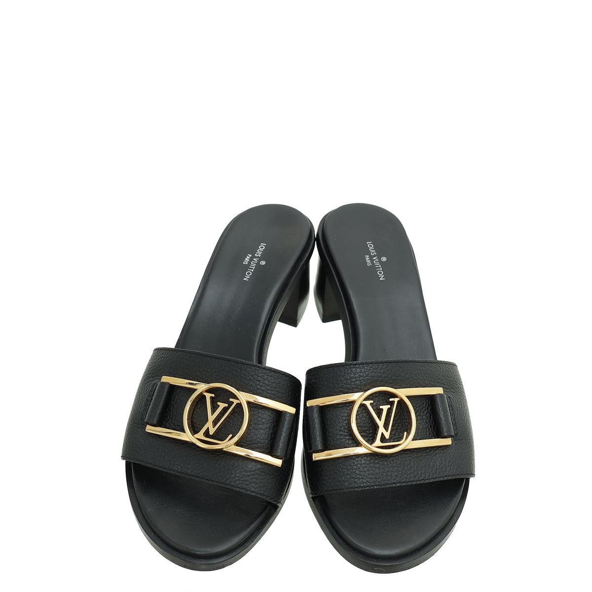 Louis Vuitton Black Lock It Mules 38