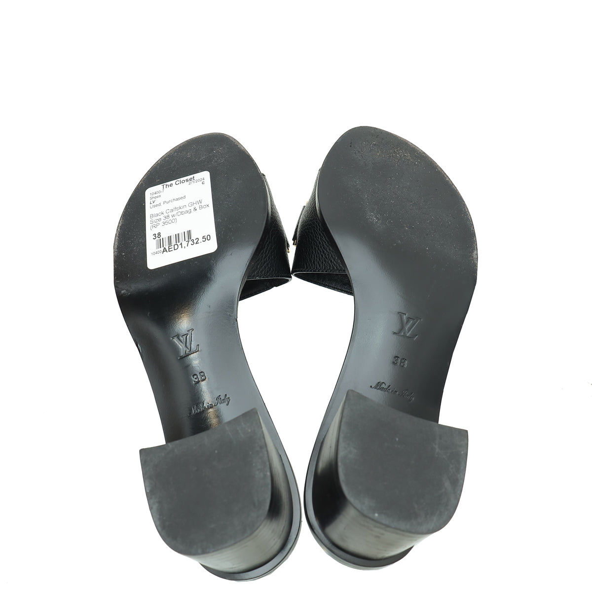 Louis Vuitton Black Lock It Mules 38