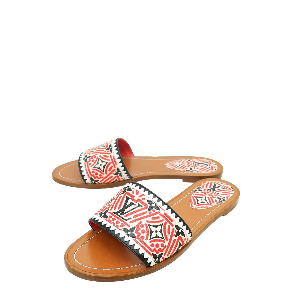 Louis Vuitton Multicolor/Tan Crafty Lock It Flat Mule 38-Louis Vuitton-THE CLOSET