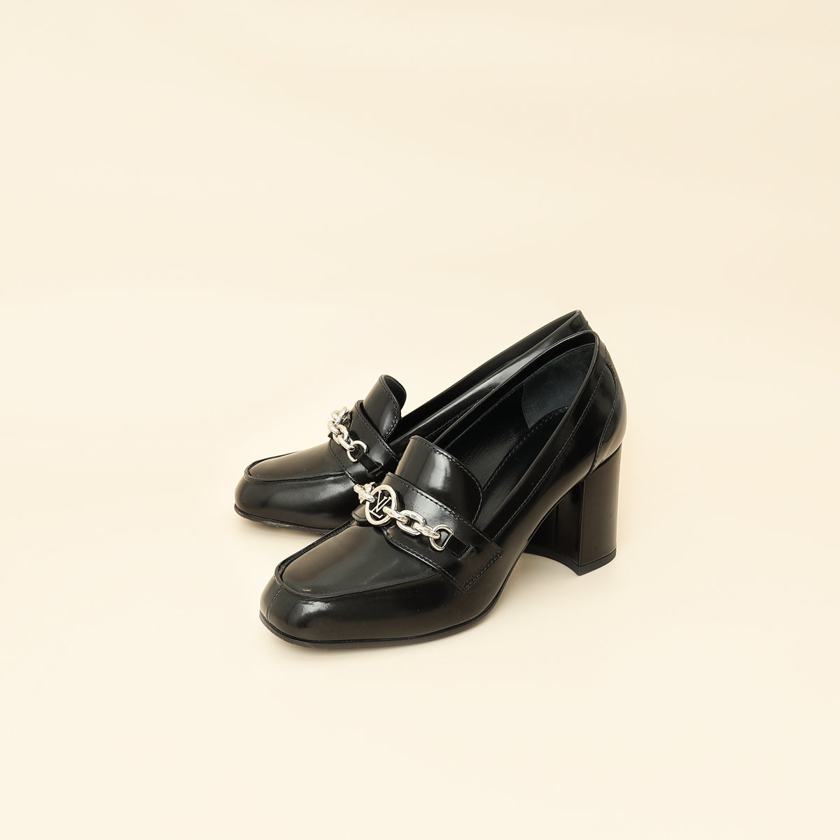 Louis Vuitton Black Chain Heel Loafer 38-Louis Vuitton-THE CLOSET