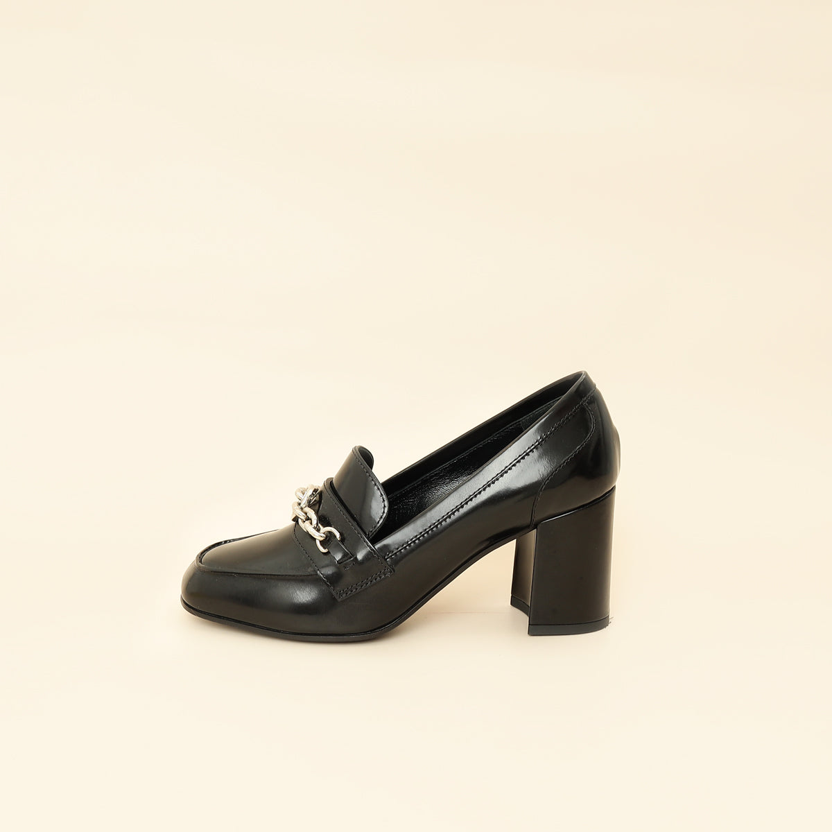 Louis Vuitton Black Chain Heel Loafer 38-Louis Vuitton-THE CLOSET