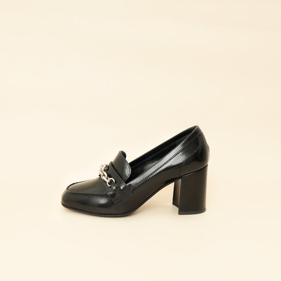 Louis Vuitton Black Chain Heel Loafer 38-Louis Vuitton-THE CLOSET