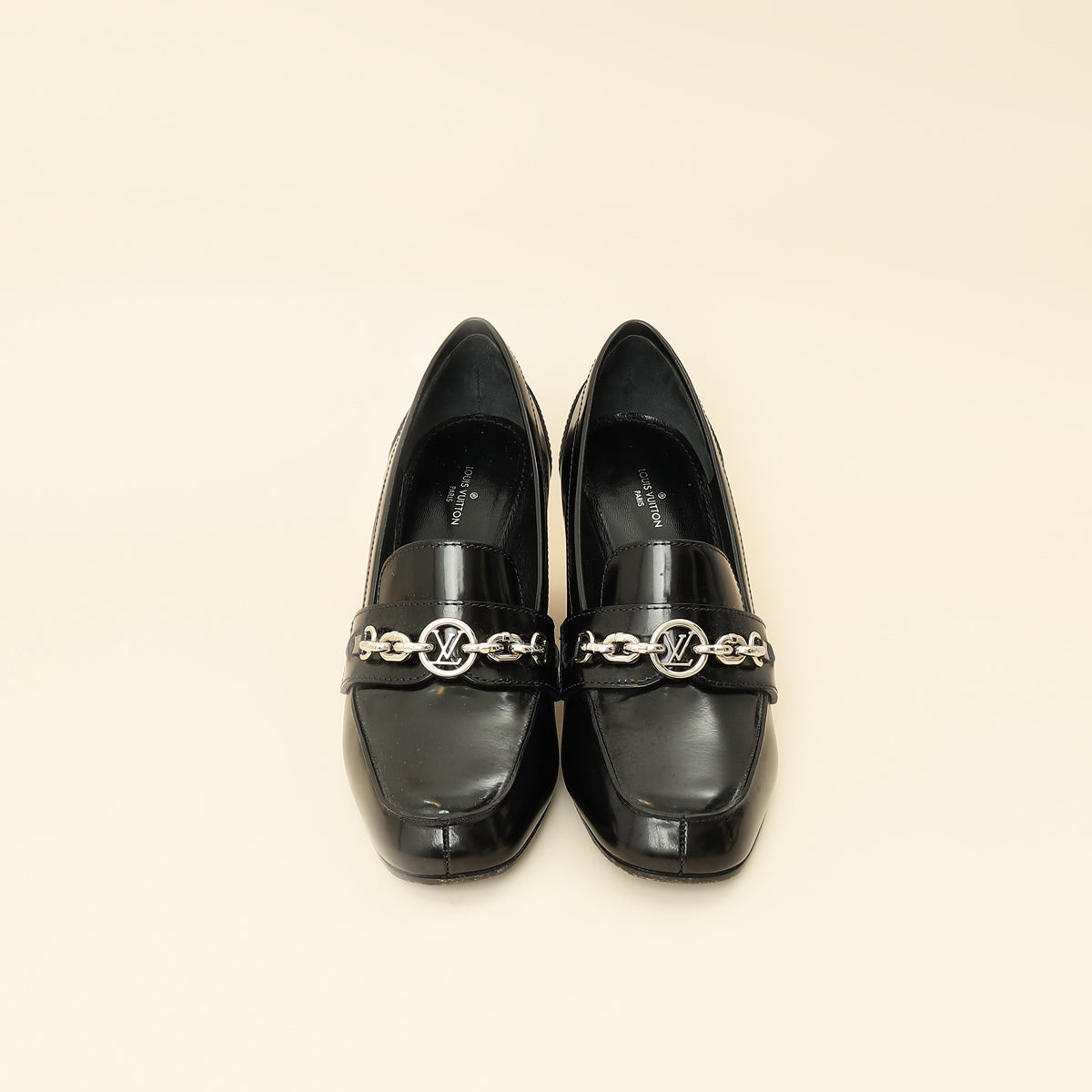 Louis Vuitton Black Chain Heel Loafer 38-Louis Vuitton-THE CLOSET