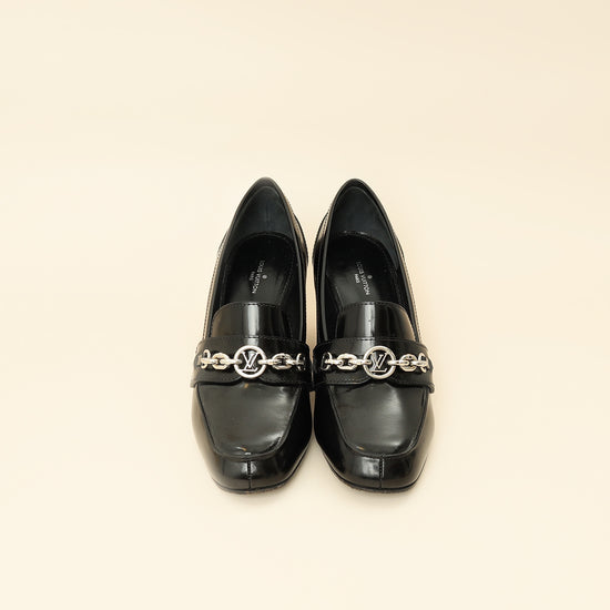 Louis Vuitton Black Chain Heel Loafer 38-Louis Vuitton-THE CLOSET