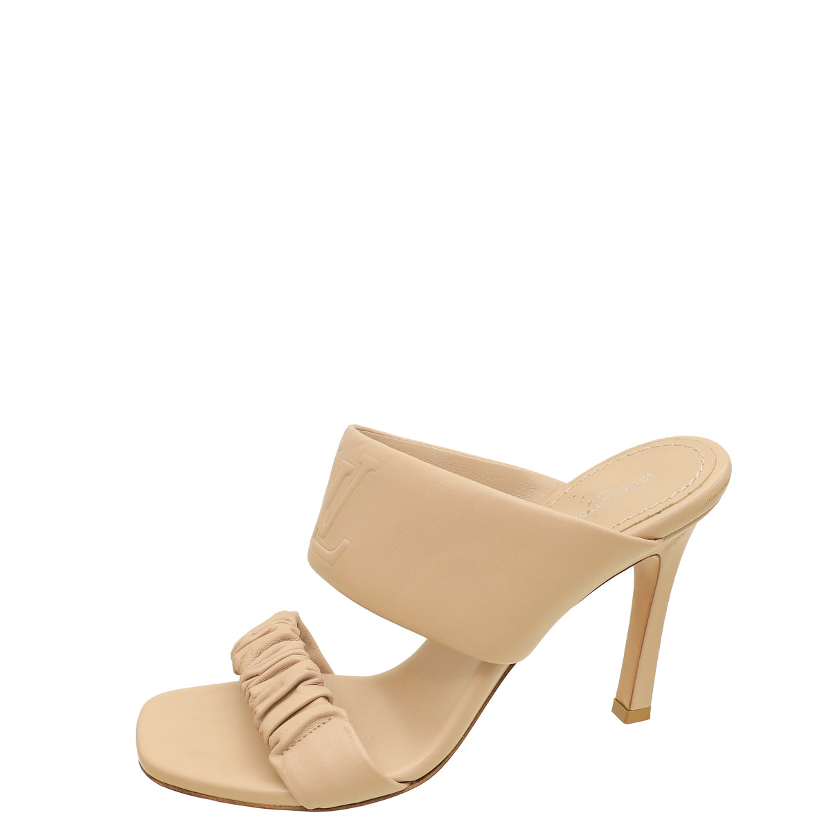 Louis Vuitton Beige Nude Drapy Heel Mules 38