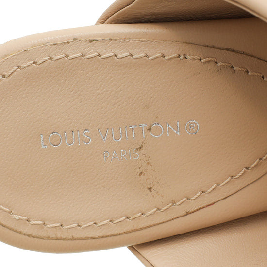 Louis Vuitton Beige Nude Drapy Heel Mules 38