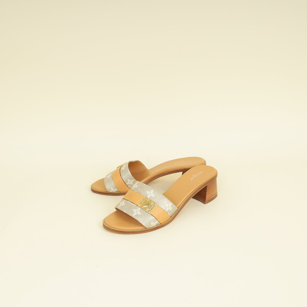 Louis Vuitton Metallic Beige Lock It Mule 38