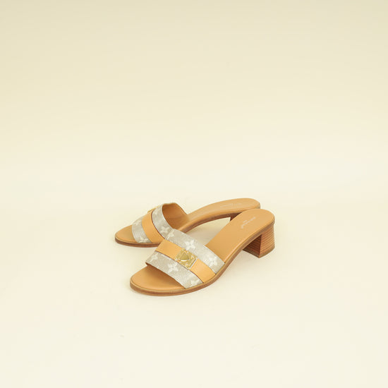 Louis Vuitton Metallic Beige Lock It Mule 38