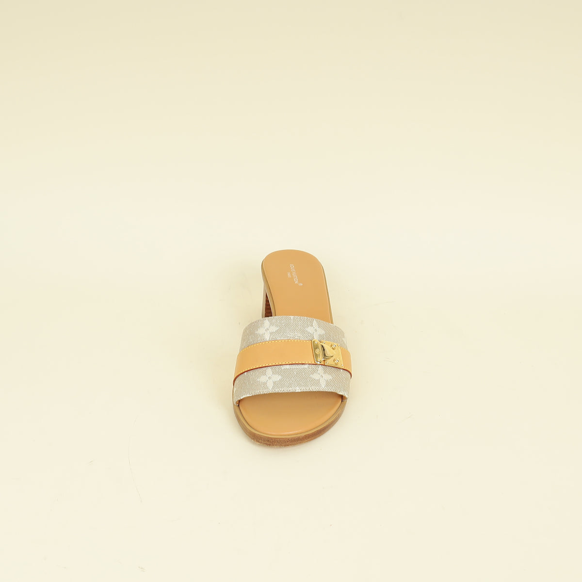 Louis Vuitton Metallic Beige Lock It Mule 38