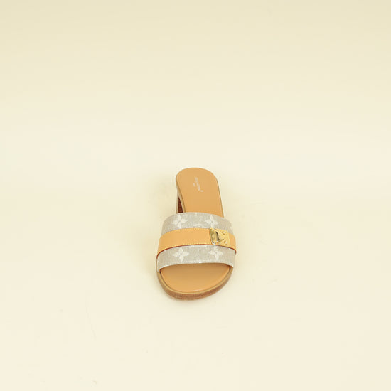 Louis Vuitton Metallic Beige Lock It Mule 38