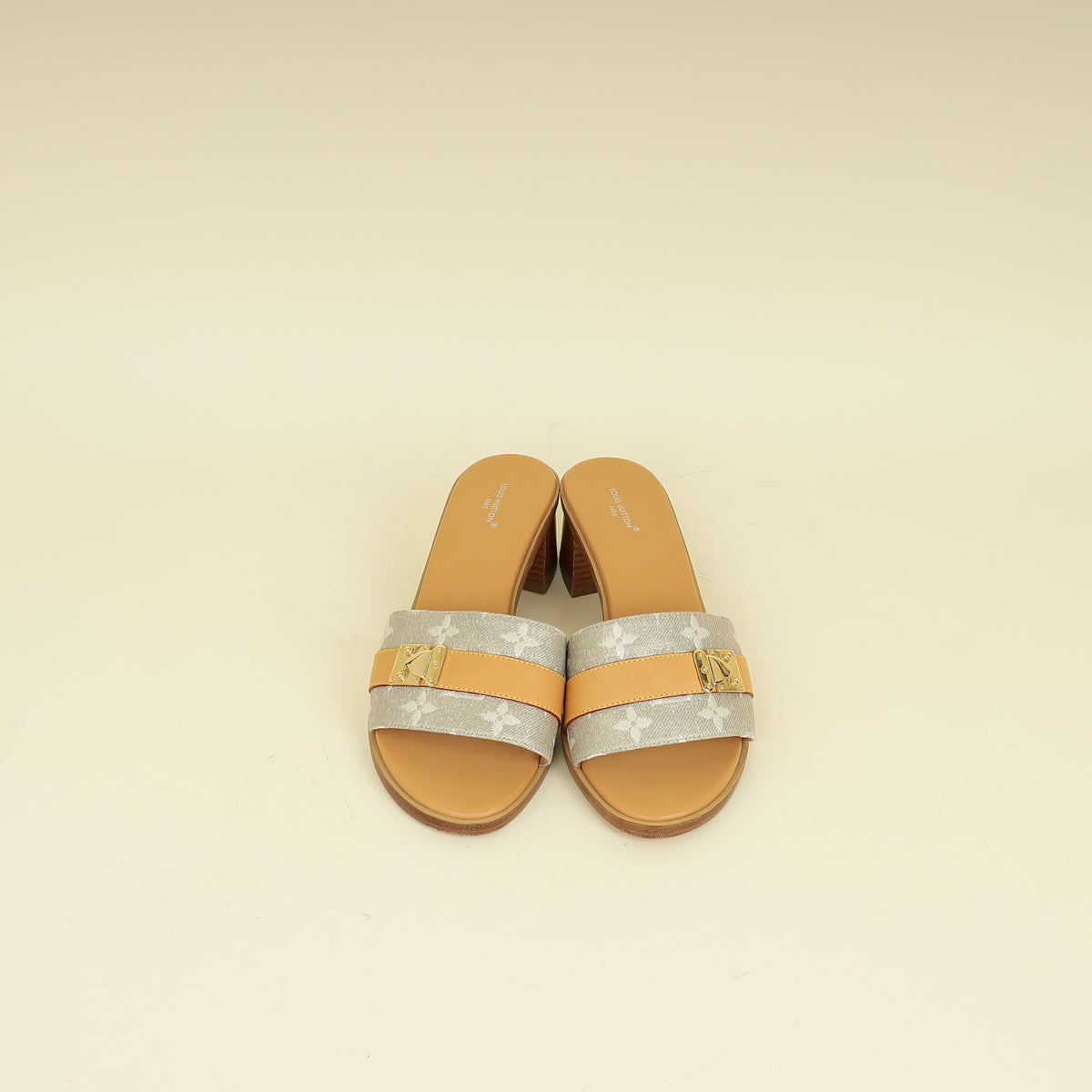 Louis Vuitton Metallic Beige Lock It Mule 38