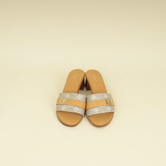 Louis Vuitton Metallic Beige Lock It Mule 38