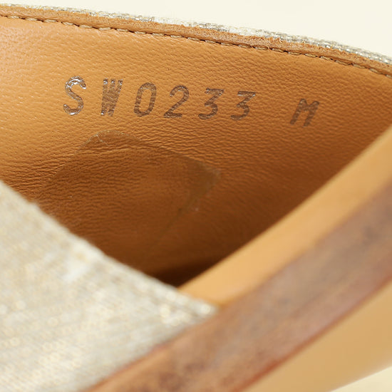 Louis Vuitton Metallic Beige Lock It Mule 38