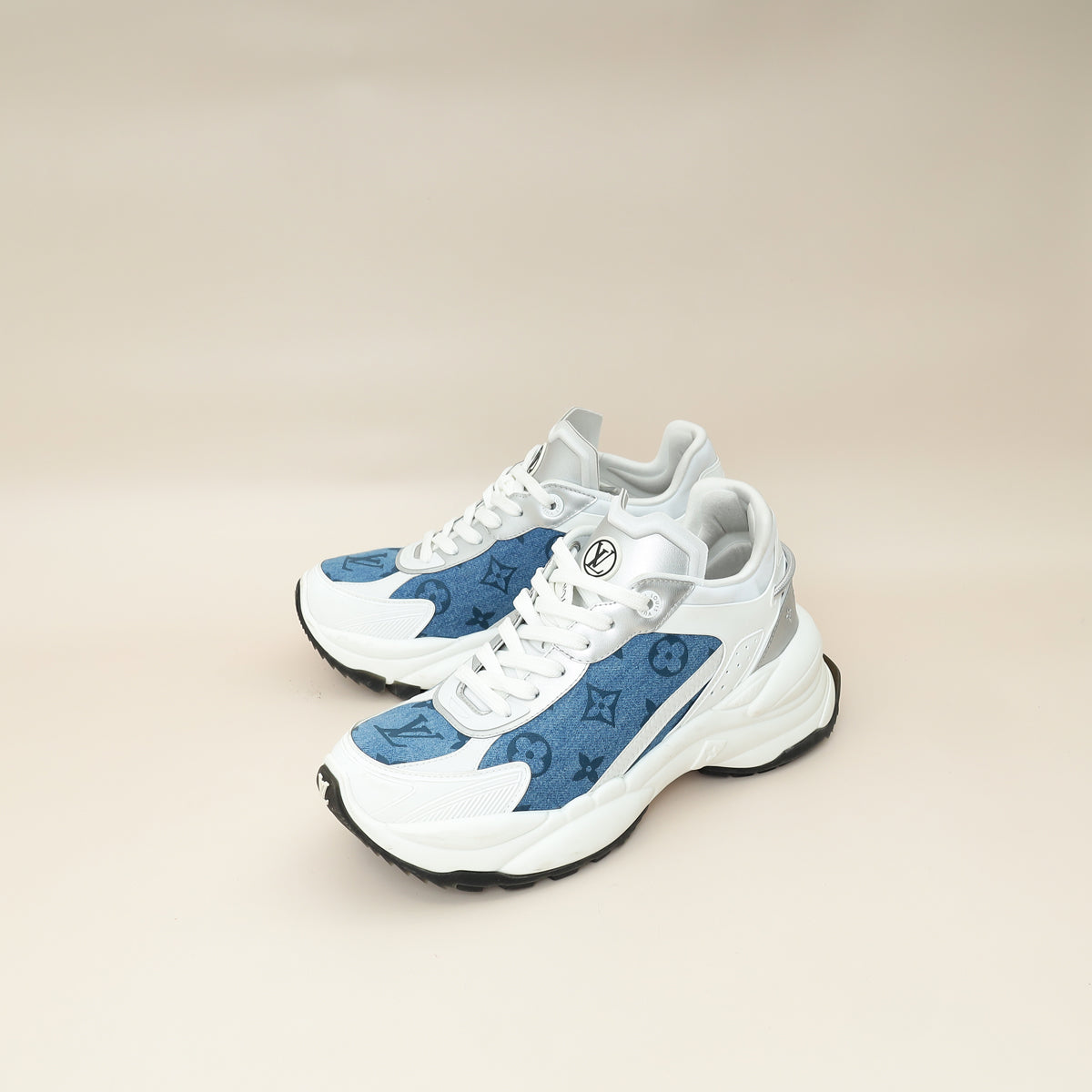 Louis Vuitton Bicolor Monogram Denim Run 55 Sneaker 38-Louis Vuitton-THE CLOSET