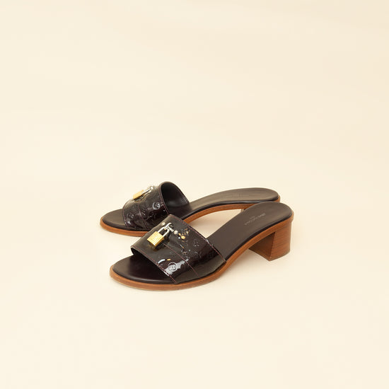 Louis Vuitton Amarante Monogram Vernis Lock It Sandals 39-Louis Vuitton-THE CLOSET