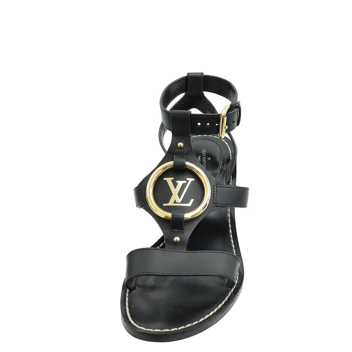 Louis Vuitton Black Logo Ankle Strap Heeled Sandals 39-Louis Vuitton-THE CLOSET