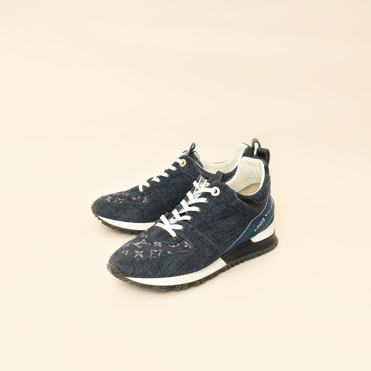 Louis Vuitton Navy Blue Monogram Denim Run Away Sneaker 39-Louis Vuitton-THE CLOSET