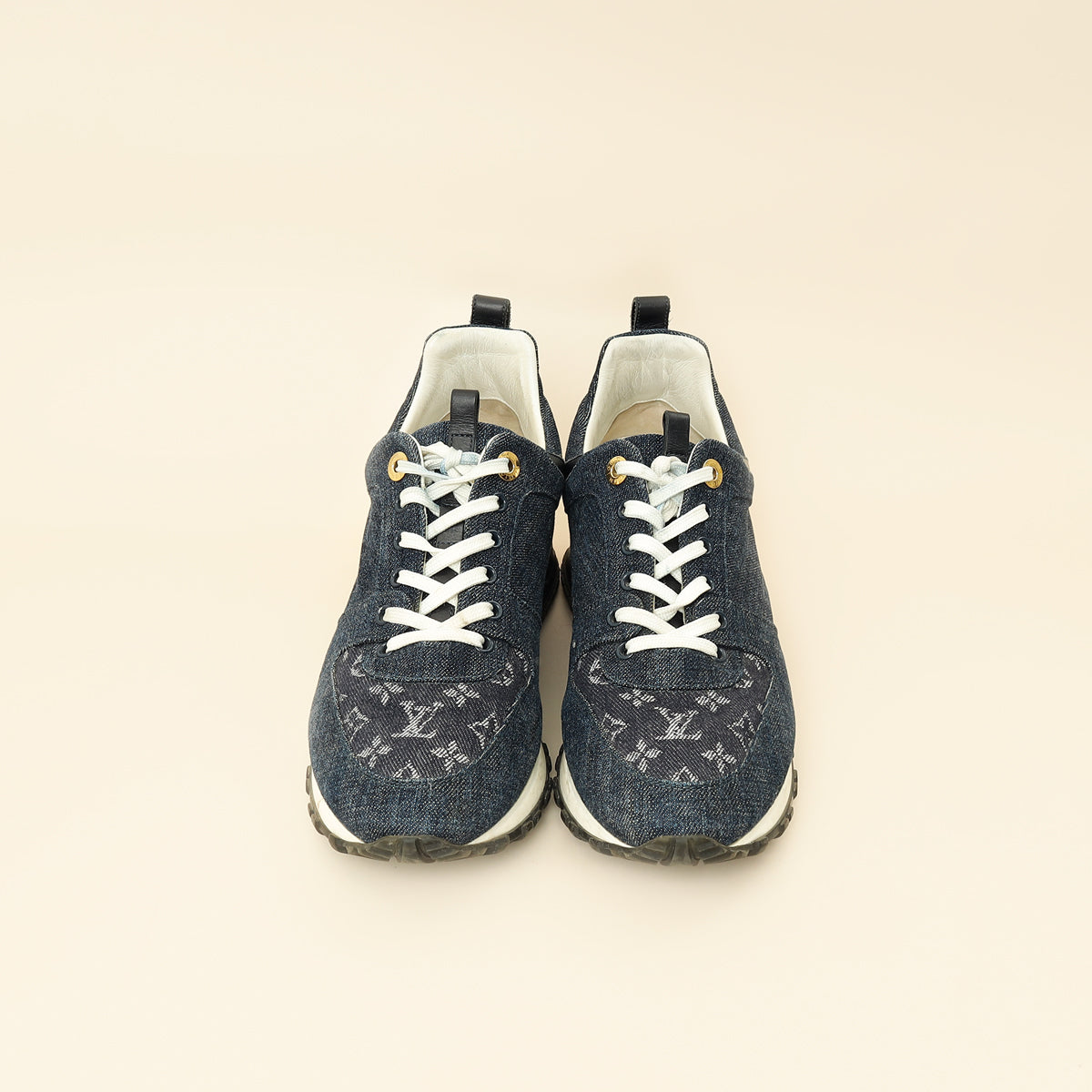 Louis Vuitton Navy Blue Monogram Denim Run Away Sneaker 39-Louis Vuitton-THE CLOSET