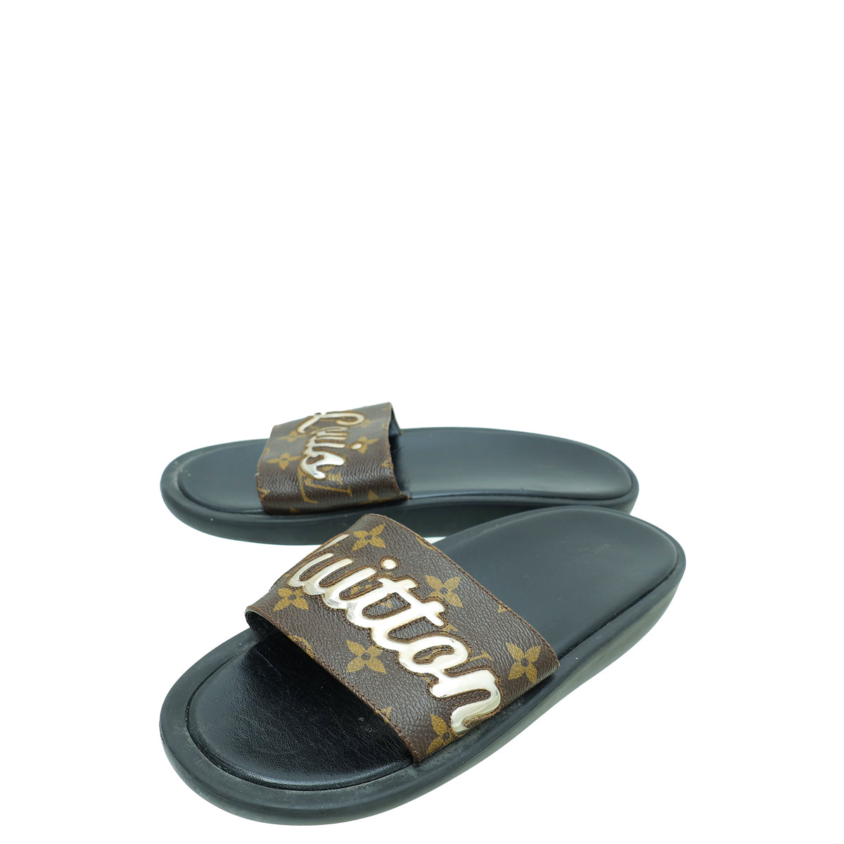 Louis Vuitton Monogram Logo Sunbath Slide Sandals 39-Louis Vuitton-THE CLOSET