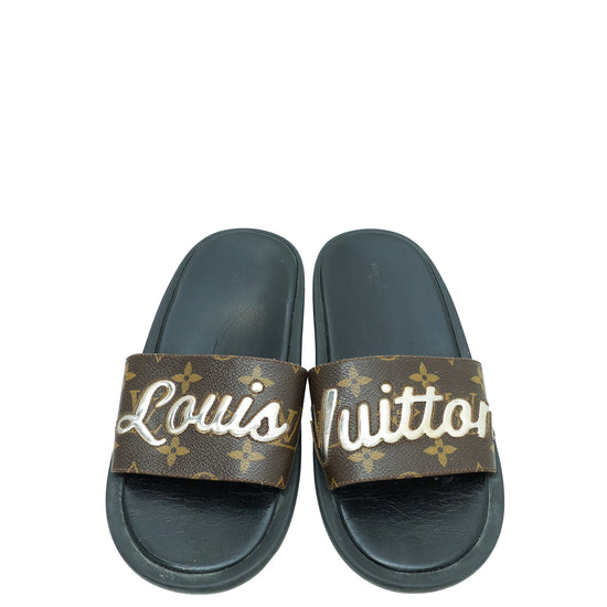 Louis Vuitton Monogram Logo Sunbath Slide Sandals 39