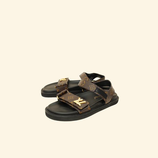 Louis Vuitton Brown Monogram Sunset Comfort Flat Sandal 39-Louis Vuitton-THE CLOSET