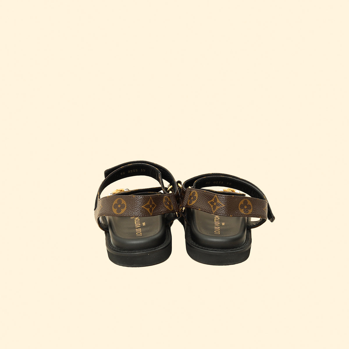 Louis Vuitton Brown Monogram Sunset Comfort Flat Sandal 39 – THE