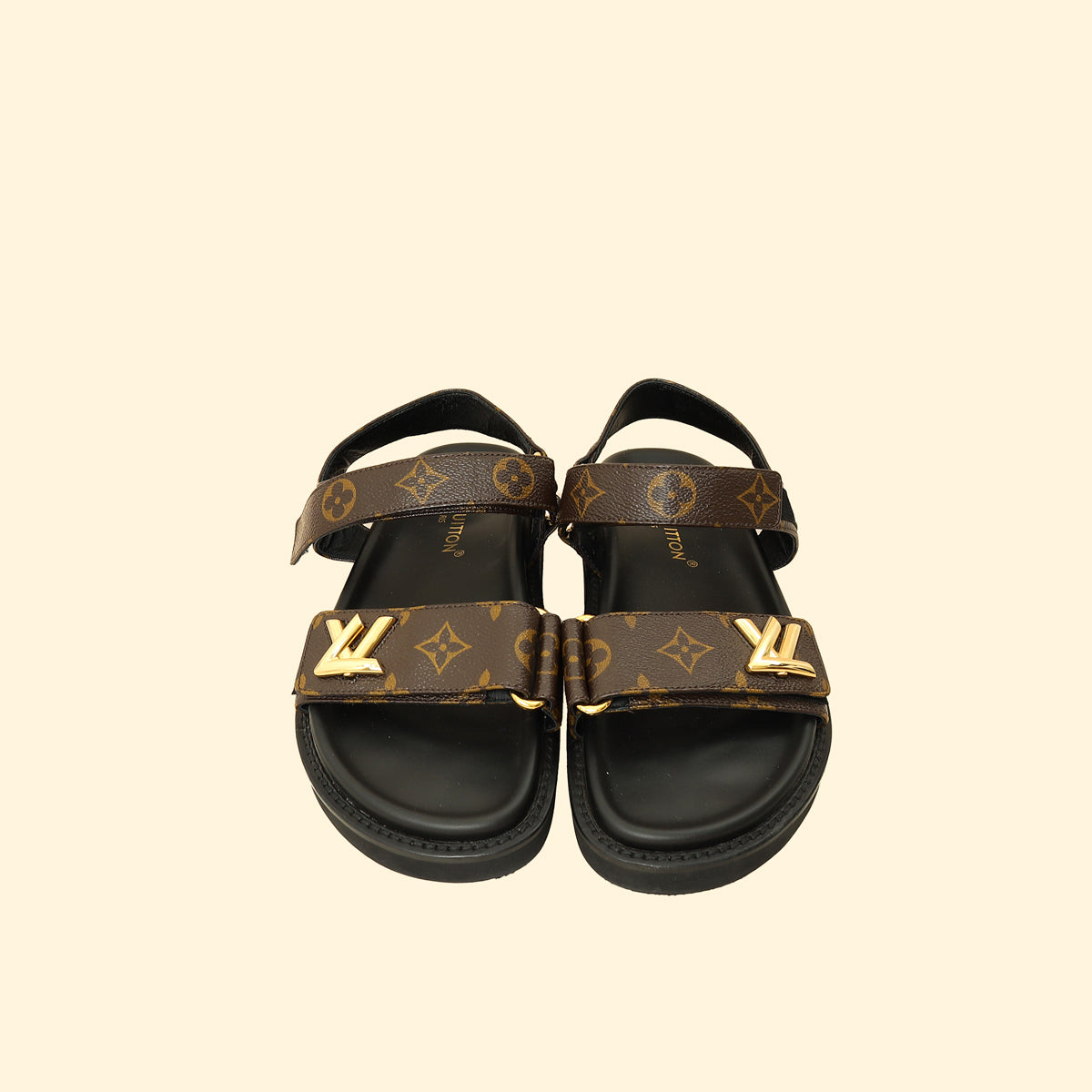 Louis Vuitton Brown Monogram Sunset Comfort Flat Sandal 39 – THE