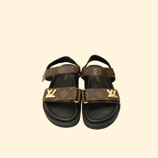 Louis Vuitton Brown Monogram Sunset Comfort Flat Sandal 39-Louis Vuitton-THE CLOSET