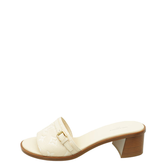 Louis Vuitton Cream Nude Monogram Empreinte Lockit Mules 39