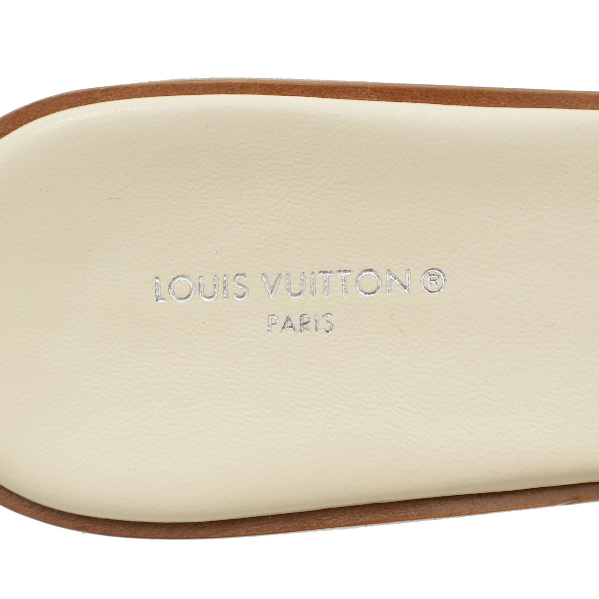 Louis Vuitton Cream Nude Monogram Empreinte Lockit Mules 39