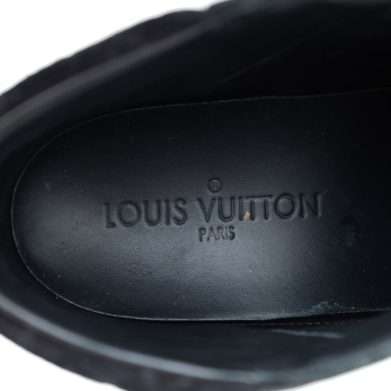 Louis Vuitton Black Suede Monogram Cliff Top Wedge Sneakers 39