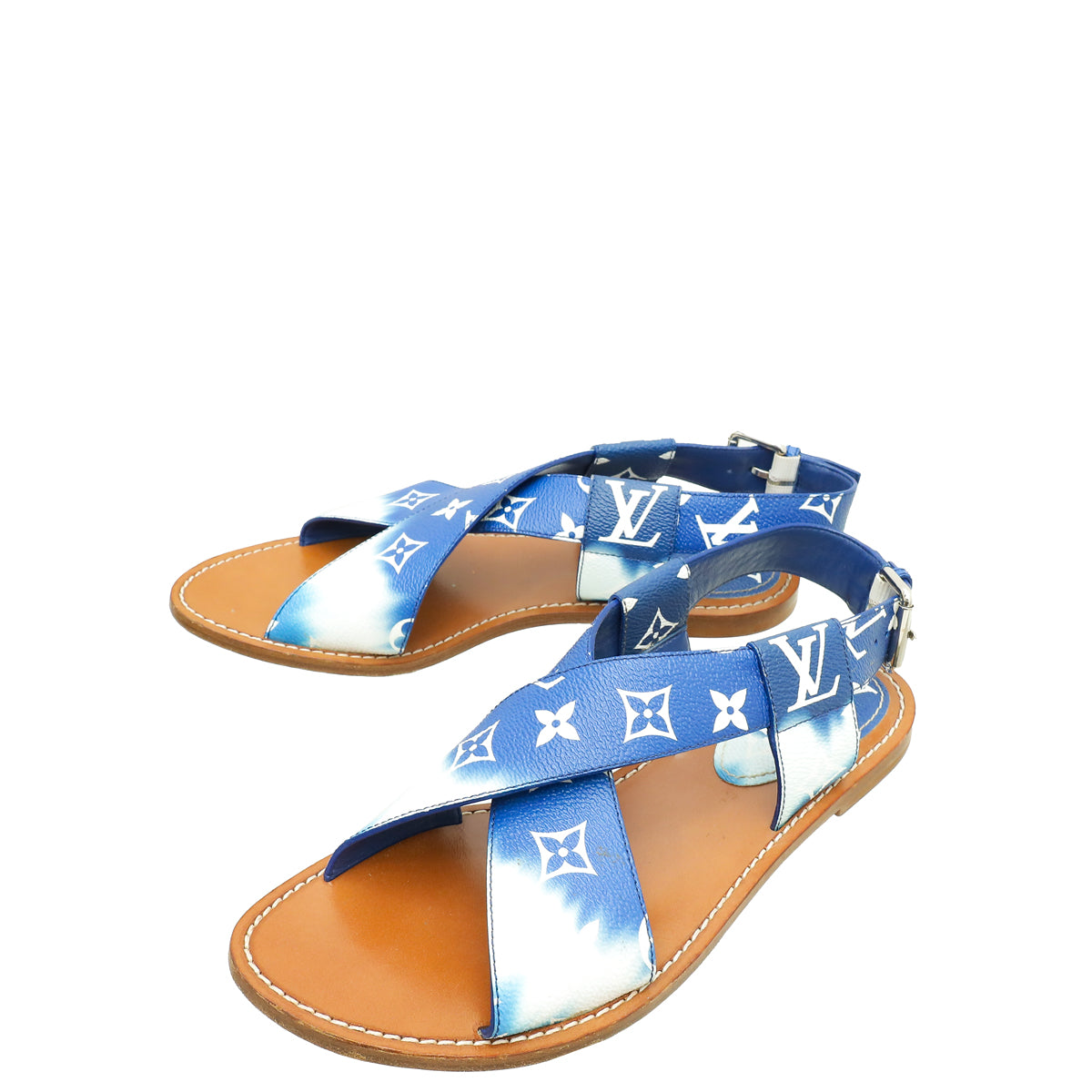 Louis Vuitton Blue Monogram Escale Palma Flat Sandals 40