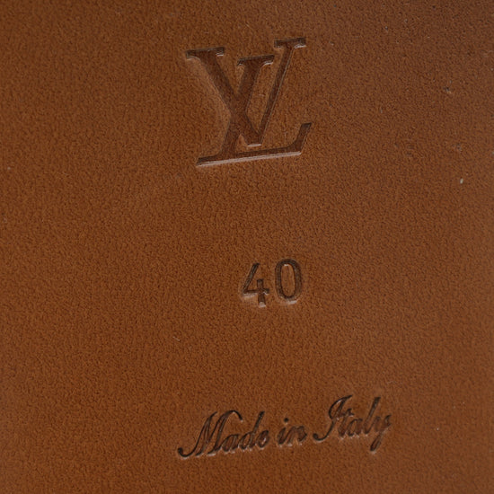 Louis Vuitton Monogram Lock It Flat Mule, Brown, 40