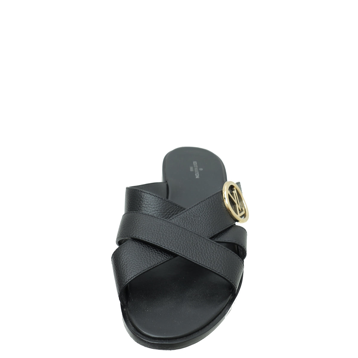 Louis Vuitton Black Cross Strap Flat Sandals 41