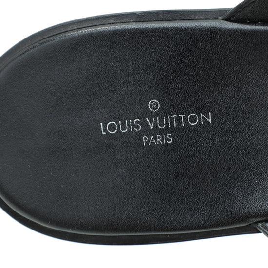 Louis Vuitton Black Cross Strap Flat Sandals 41