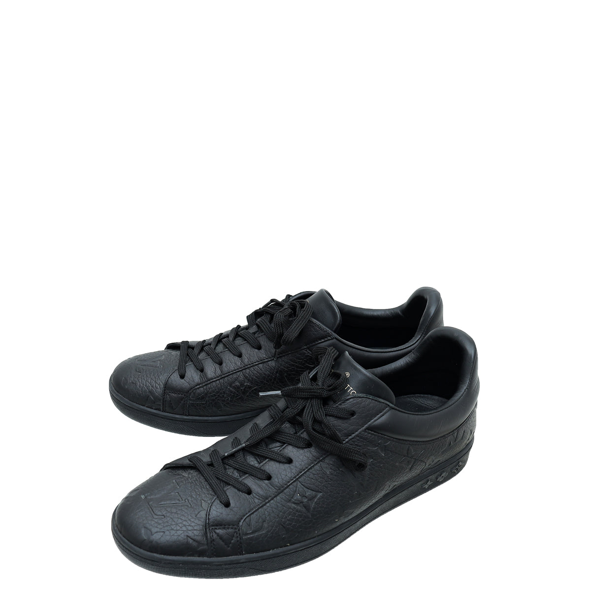 Louis Vuitton Black Monogram Embossed Luxembourg Trainer Sneaker 7-Louis Vuitton-THE CLOSET
