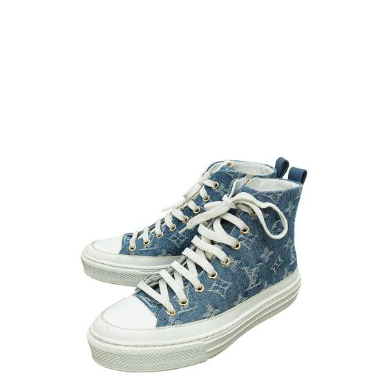 Louis Vuitton Blue/White Monogram Denim Stellar Low Top Sneakers