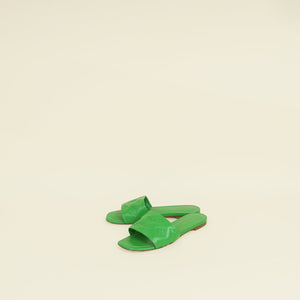 Louis Vuitton Green Monogram Embossed Revival Flat Mules 36