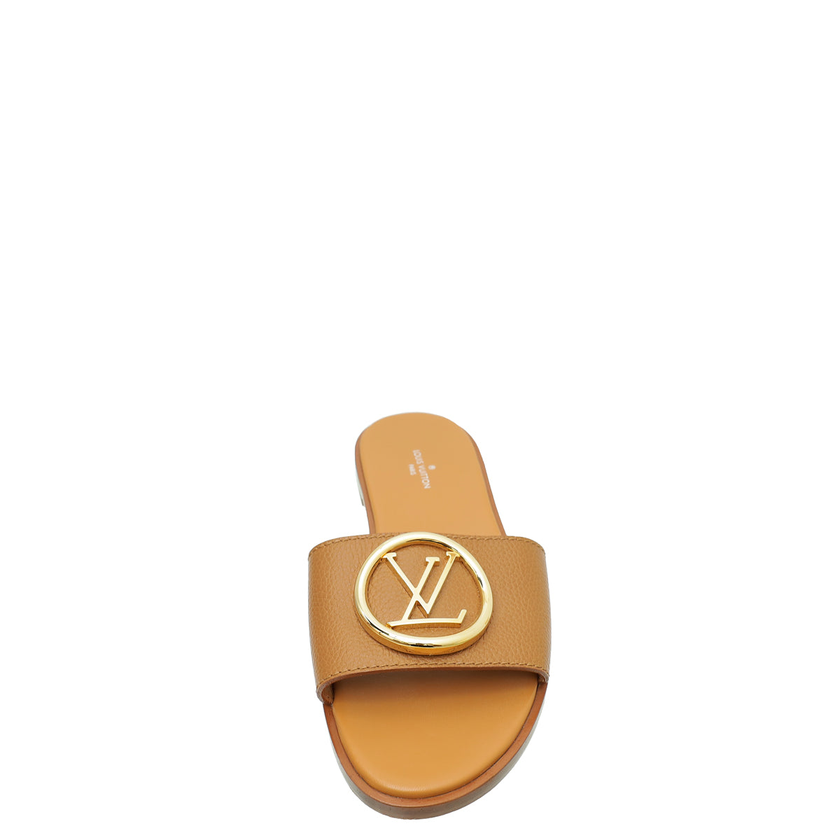 Louis Vuitton Cognac Lock It Flat Mules 37-Louis Vuitton-THE CLOSET