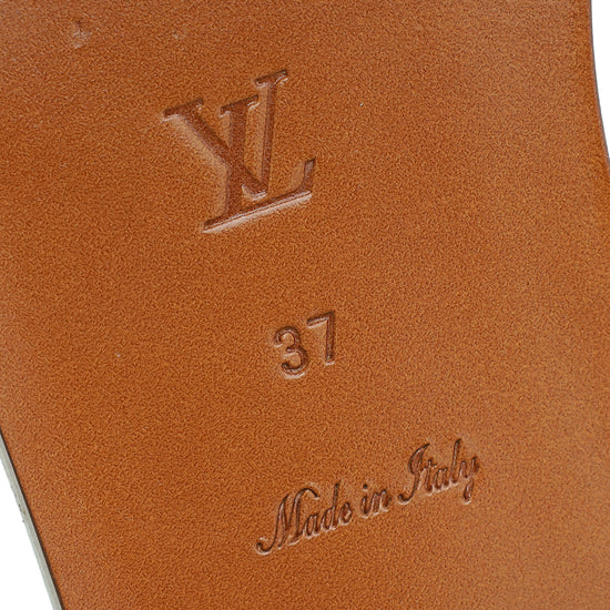 Louis Vuitton Cognac Lock It Flat Mules 37
