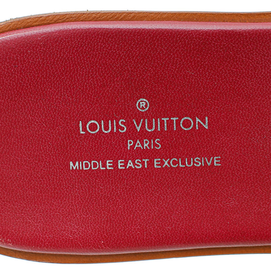 Louis Vuitton Burgundy Crocodile Lock It Flat Mules 37