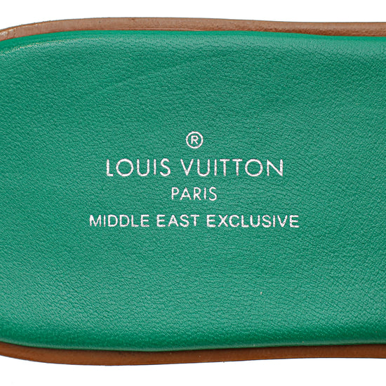 Louis Vuitton Green Crocodile Lock It Flat Mules 37