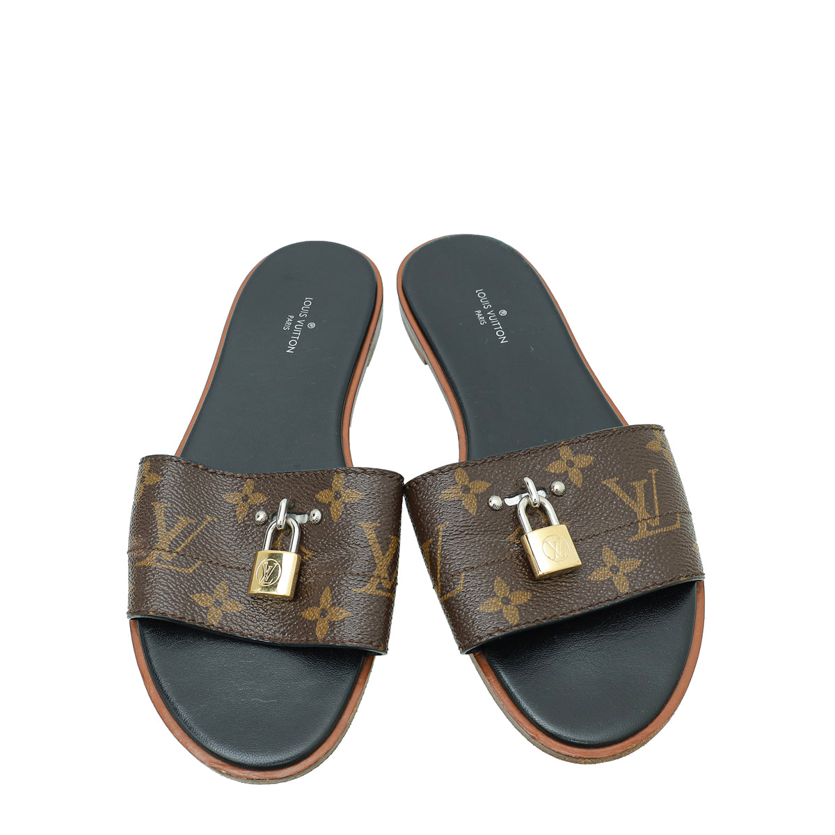 Louis Vuitton Monogram Lock It Flat Mules