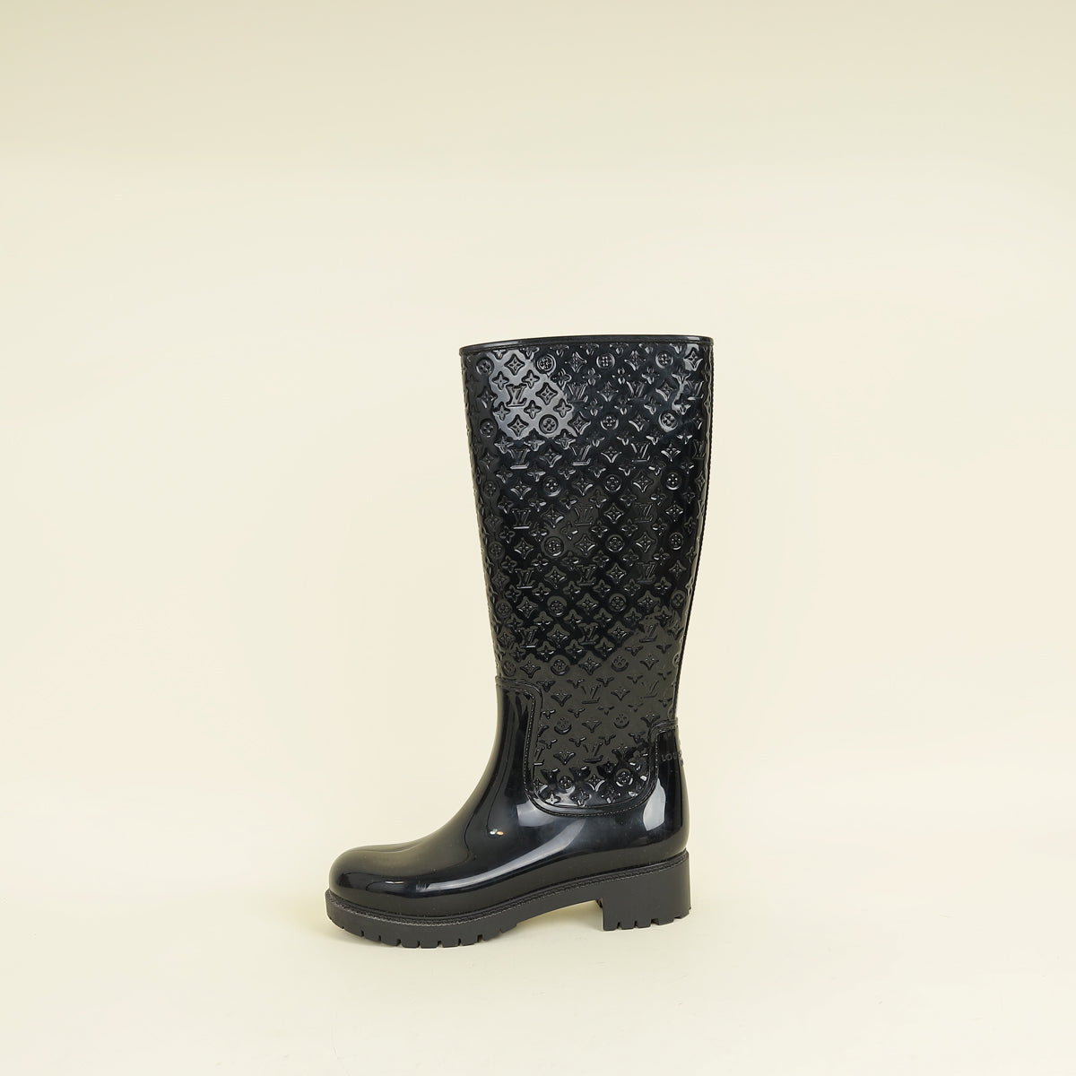 Louis Vuitton Black Monogram Rubber Splash Rain Boots 37