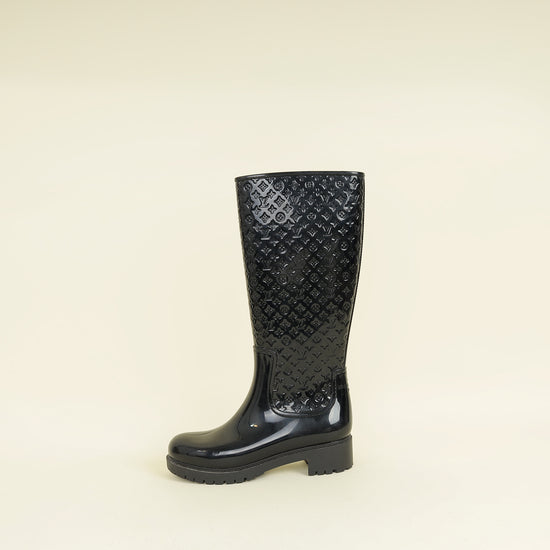 Louis Vuitton Black Monogram Rubber Splash Rain Boots 37