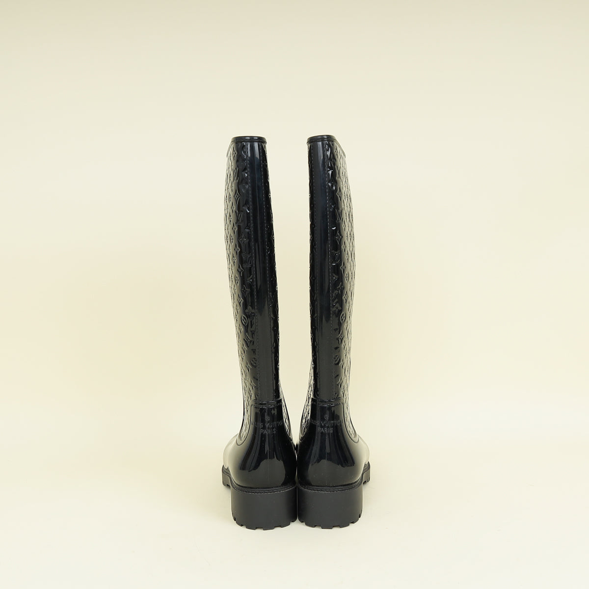 Louis Vuitton Black Monogram Rubber Splash Rain Boots 37
