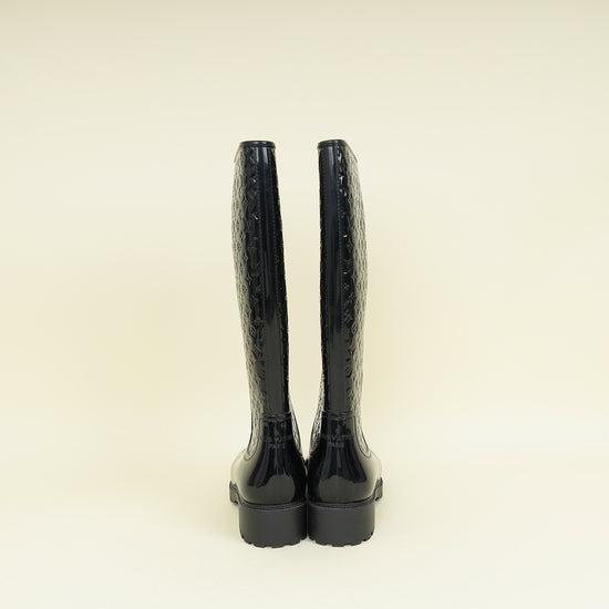 Louis Vuitton Black Monogram Rubber Splash Rain Boots 37