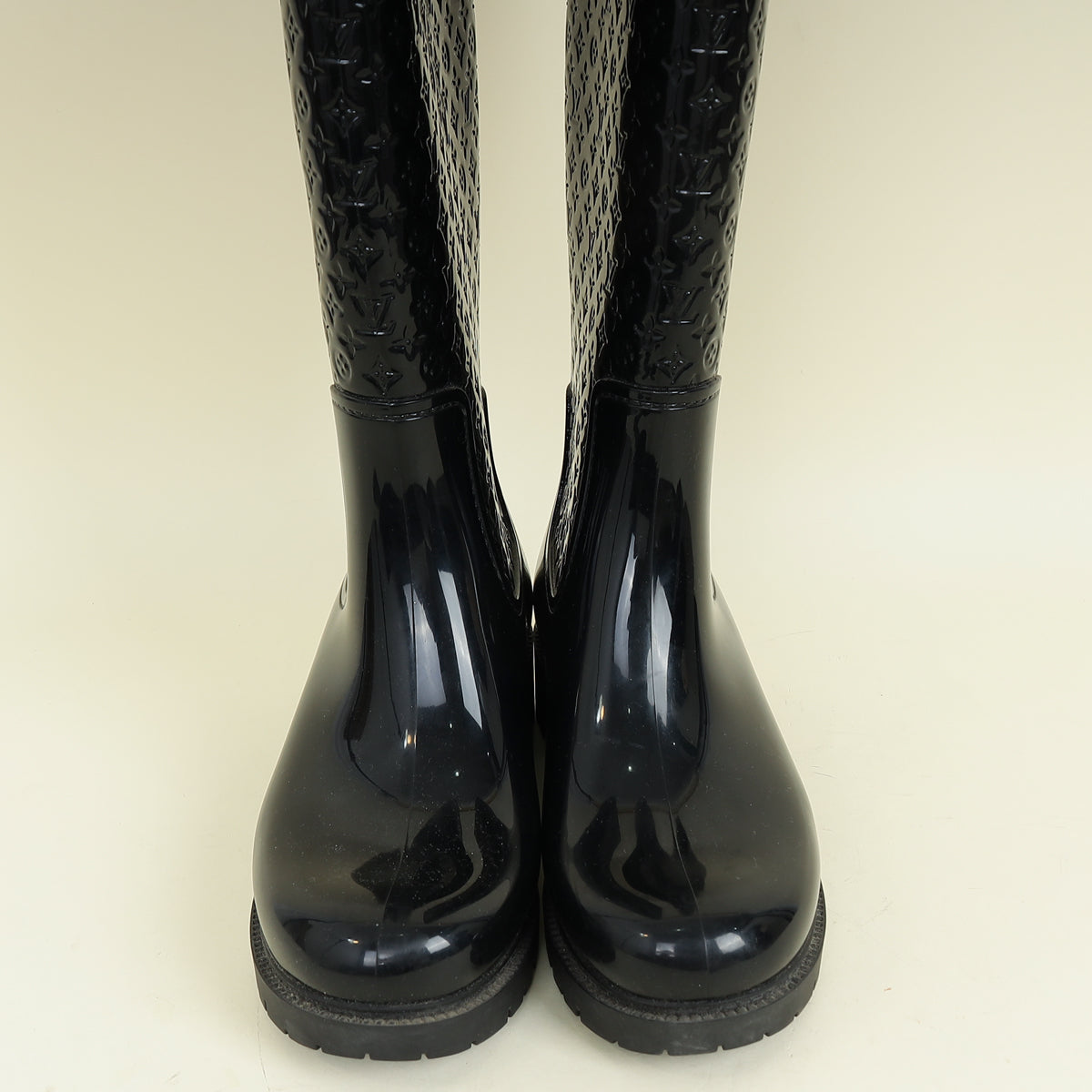 Louis Vuitton Black Monogram Rubber Splash Rain Boots 37
